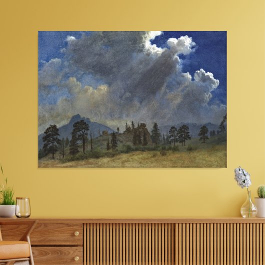 Bierstadt Fir Trees Storm Clouds Painting Canvas Afdruk (Insitu (Woonkamer))