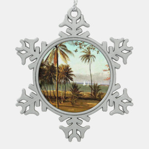 Bierstadt - Florida Scene, mooi kunstschilderij, Tin Sneeuwvlok Ornament