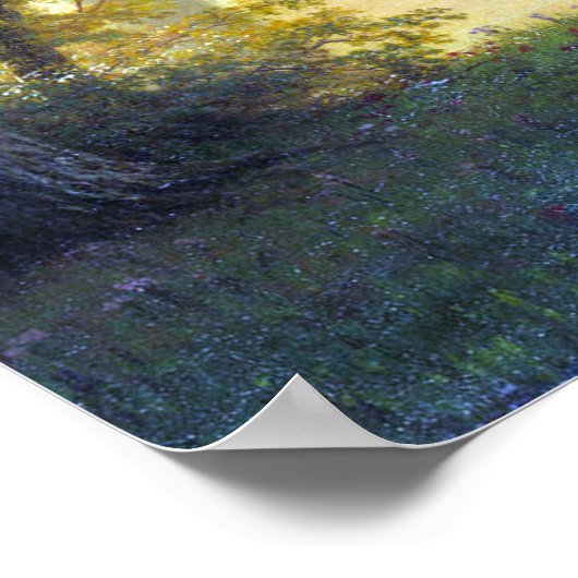 Bierstadt - Indische zonsondergang door een meer Poster (Hoek)