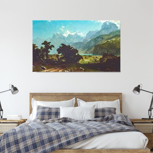 Bierstadt Lake Lucerne Painting Canvas Afdruk (Insitu (Slaapkamer))