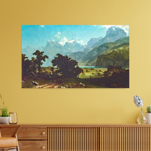 Bierstadt Lake Lucerne Painting Canvas Afdruk (Insitu (Woonkamer))