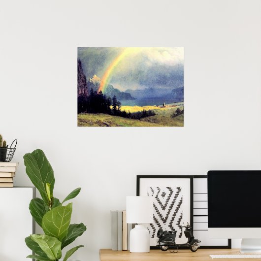 Bierstadt - Na de douche, een mooi kunstschilderij Poster (Thuiskantoor)