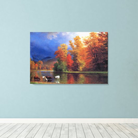 Bierstadt over het Saco schilderen Canvas Afdruk (Insitu (Houten vloer))