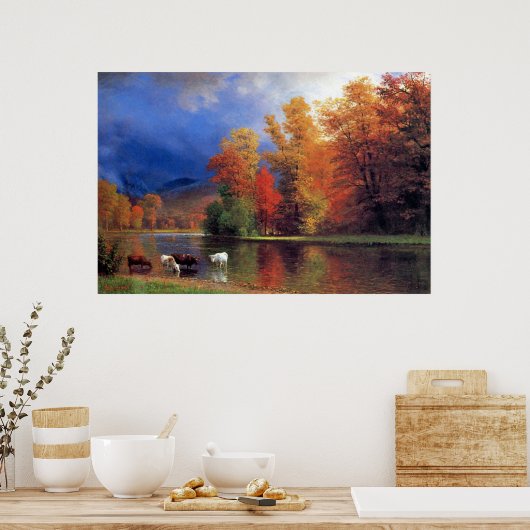 Bierstadt over het Saco schilderen Poster (Keuken)