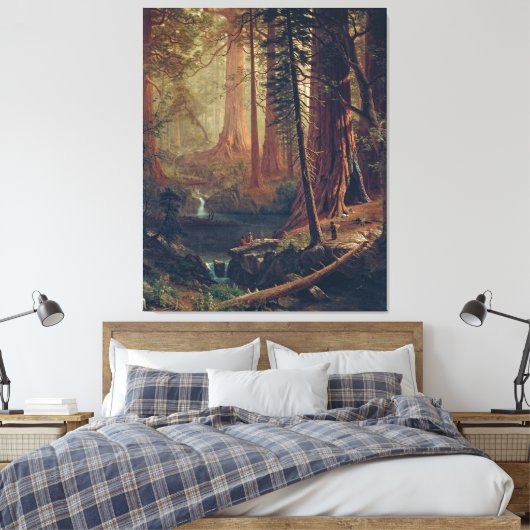 Bierstadt Redwood Trees schilderen Canvas Afdruk (Insitu (Slaapkamer))