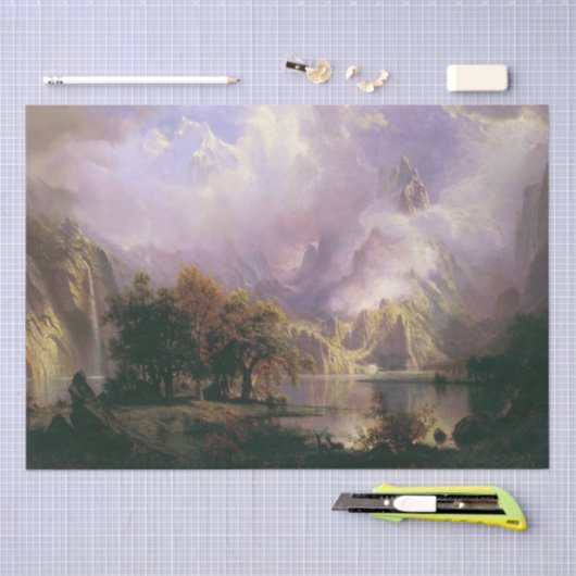 Bierstadt Rockies Lake Deer Wildlife Weefpapier Tissuepapier (Craft)