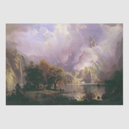 Bierstadt Rockies Lake Deer Wildlife Weefpapier Tissuepapier (Voorkant)