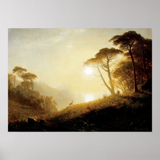 Bierstadt - scène in de vallei van yosemite poster (Voorkant)