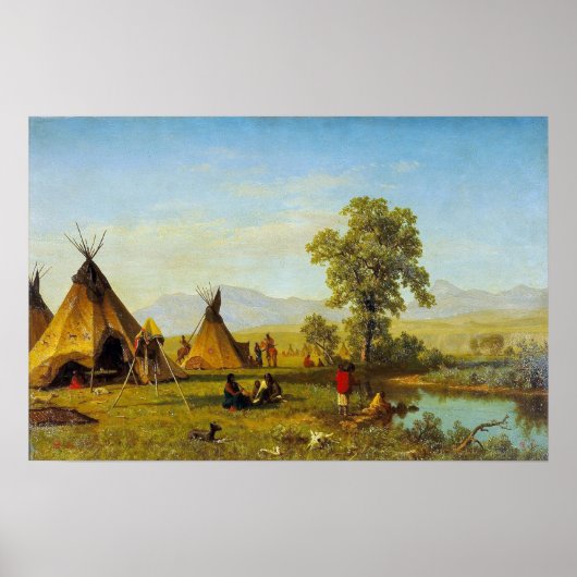 Bierstadt - Sioux dorp nabij de haven Laramie Poster (Voorkant)