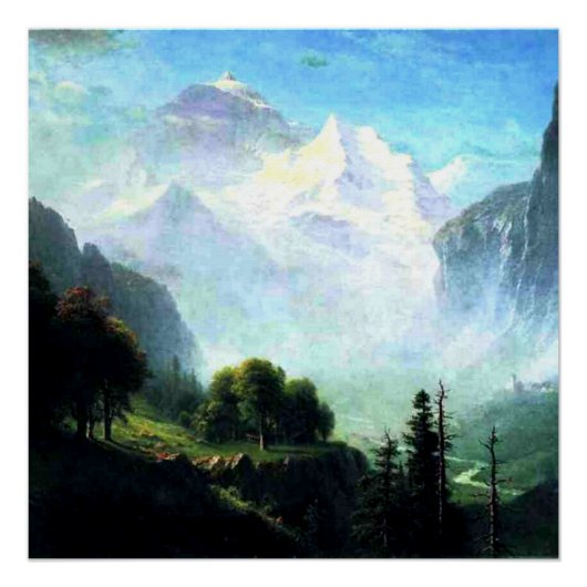Bierstadt - Staubbach-waterval bij Lauterbrunnen Perfect Poster (Voorkant)