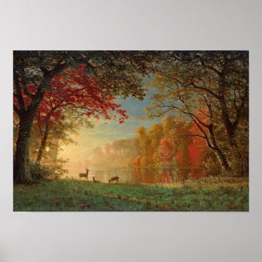 Bierstadt Sunset Deer Lake Painting Poster (Voorkant)