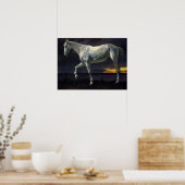 Bierstadt - witte paarden en zonnebank poster (Keuken)