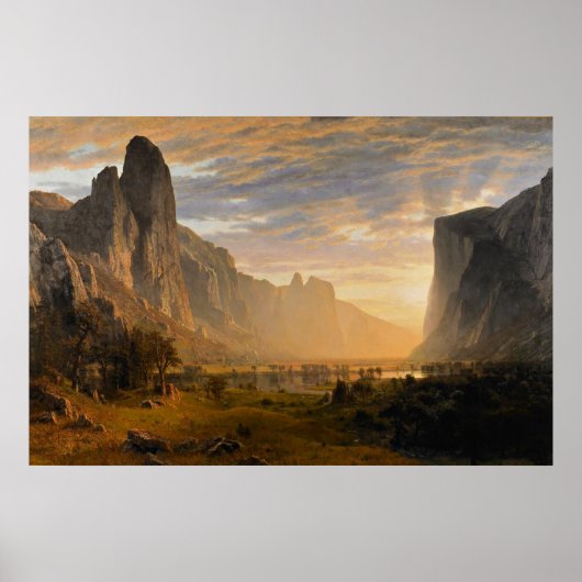 Bierstadt - Yosemite Valley van bovenaf, fine art Poster (Voorkant)