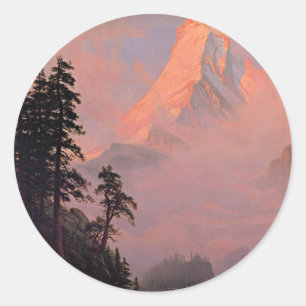 Bierstadt - Zonsopgang op de Matterhorn Ronde Sticker