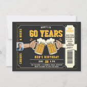 Bierthema Zwart Ticket Mannen Verjaardagsfoto voor Kaart (Voorkant)