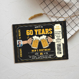 Bierthema Zwart Ticket Mannen Verjaardagsfoto voor Kaart