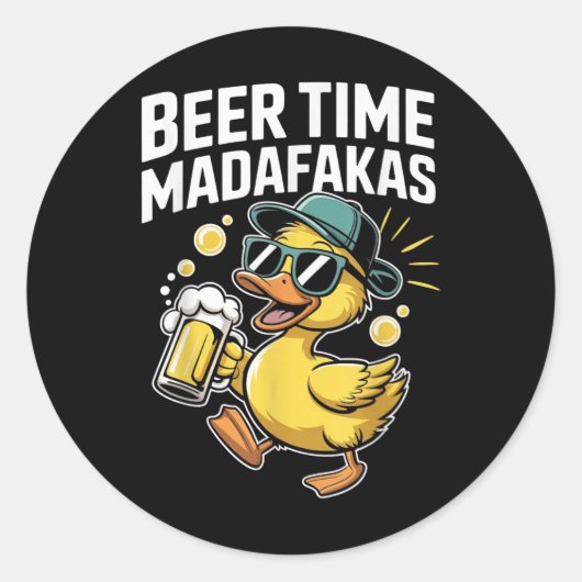 Biertijd Madafakas Funny Ducks Ronde Sticker (Voorkant)