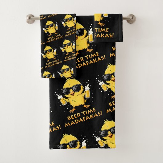 Biertijd Madafakas Grappig Meme Duck Goose Retro Bad Handdoek (Insitu)