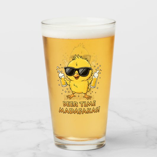 Biertijd Madafakas Grappig Meme Duck Goose Retro Glas (Voorkant gevuld)