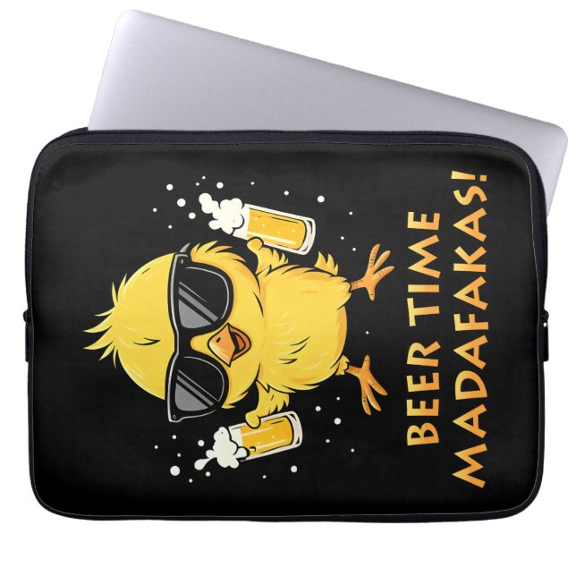 Biertijd Madafakas Grappig Meme Duck Goose Retro Laptop Sleeve (Voorkant)