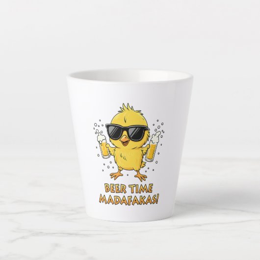 Biertijd Madafakas Grappig Meme Duck Goose Retro Latte Mok (Voorkant)