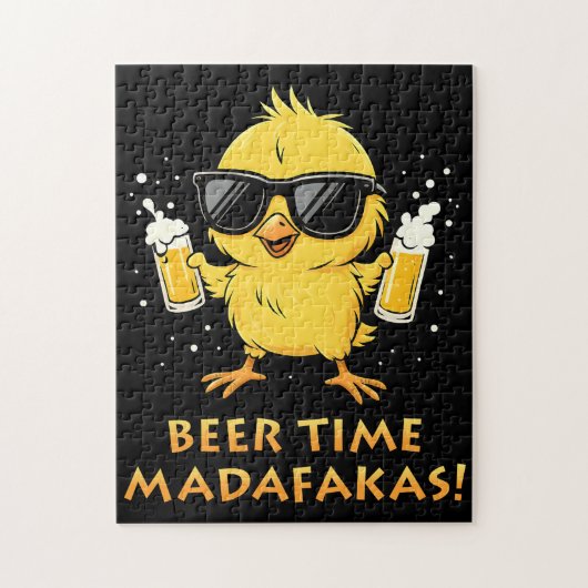 Biertijd Madafakas Grappig Meme Duck Goose Retro Legpuzzel (Verticaal)