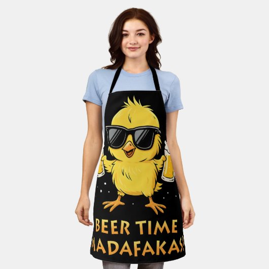 Biertijd Madafakas Grappig Meme Duck Goose Retro Schort (Gedragen)