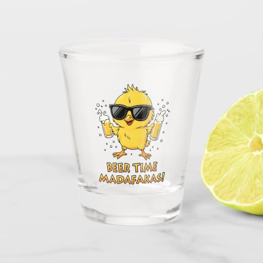 Biertijd Madafakas Grappig Meme Duck Goose Retro Shot Glas (Voorkant)