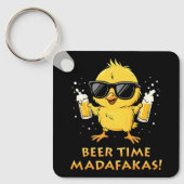 Biertijd Madafakas Grappig Meme Duck Goose Retro Sleutelhanger (Voorkant)