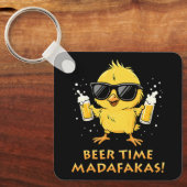 Biertijd Madafakas Grappig Meme Duck Goose Retro Sleutelhanger (Voorkant)