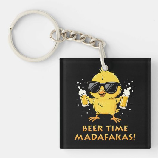 Biertijd Madafakas Grappig Meme Duck Goose Retro Sleutelhanger (Voorkant)