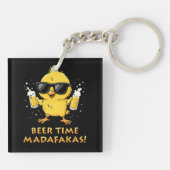 Biertijd Madafakas Grappig Meme Duck Goose Retro Sleutelhanger (Achterkant)