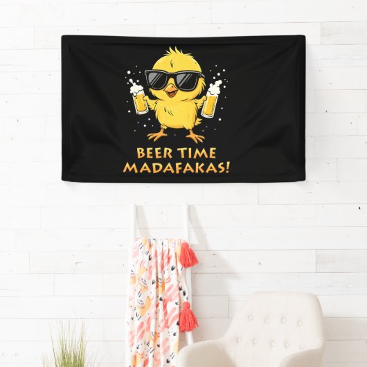 Biertijd Madafakas Grappig Meme Duck Goose Retro Spandoek (Insitu)