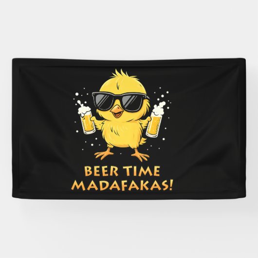 Biertijd Madafakas Grappig Meme Duck Goose Retro Spandoek (Horizontaal)