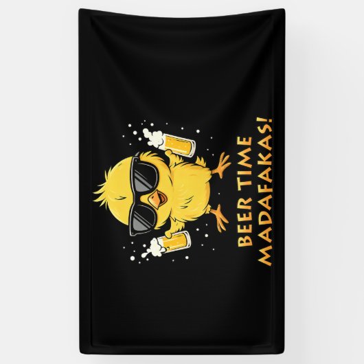 Biertijd Madafakas Grappig Meme Duck Goose Retro Spandoek (Verticaal)