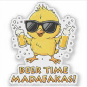 Biertijd Madafakas Grappig Meme Duck Goose Retro Sticker (Voorkant)