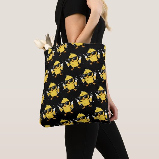 Biertijd Madafakas Grappig Meme Duck Goose Retro Tote Bag (Dichtbij)