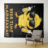 Biertijd Madafakas Grappig Meme Duck Goose Retro Wandkleed (In Situ (horizontaal))