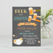 biertje en luier feestuitnodiging kaart (Staand voorkant)