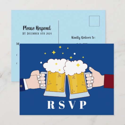 biertjes, bierthema, feest, Briefkaart RSVP (Voorkant / Achterkant)