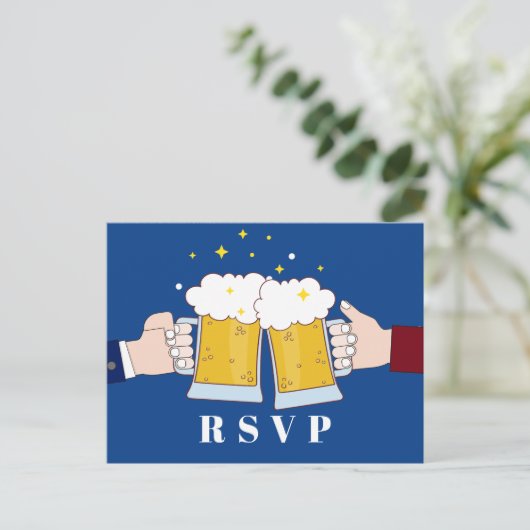 biertjes, bierthema, feest, Briefkaart RSVP (Staand voorkant)