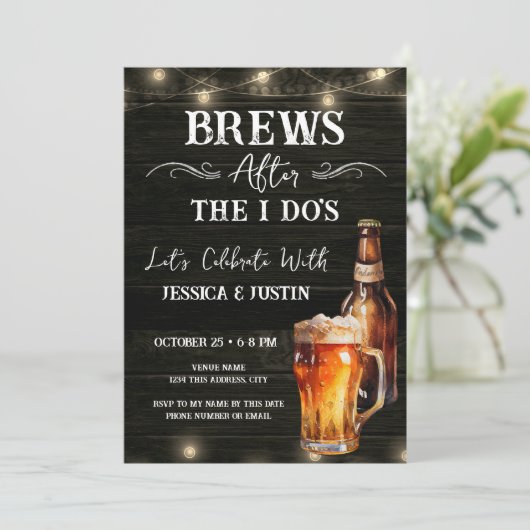 Biertjes na het informele huwelijksfeest na de bru kaart (Staand voorkant)