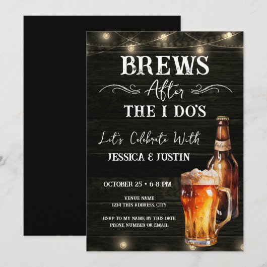 Biertjes na het informele huwelijksfeest na de bru kaart (Voorkant / Achterkant)