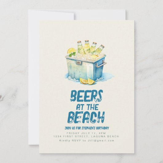 Biertjes op de uitnodiging van het strandfeest (Voorkant)