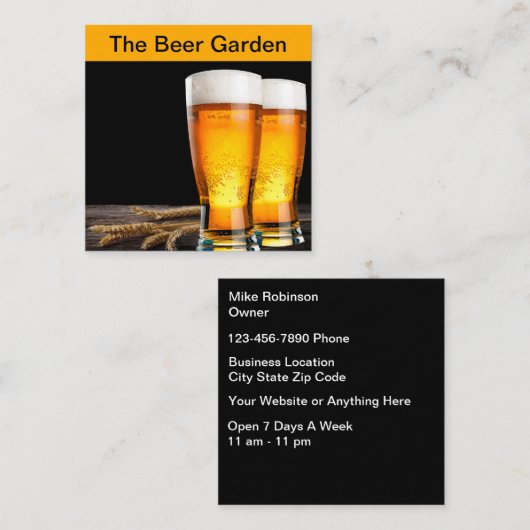 Biertuin Bar en restaurant Vierkante Visitekaartje (Voorkant / Achterkant)