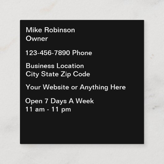 Biertuin Bar en restaurant Vierkante Visitekaartje (Achterkant)