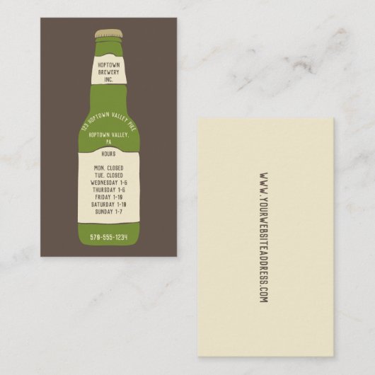 Bierverkoop, Brouwerij, Bar Openingstijden Visitekaartje (Voorkant / Achterkant)
