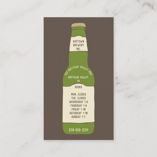 Bierverkoop, Brouwerij, Bar Openingstijden Visitekaartje (Voorkant)