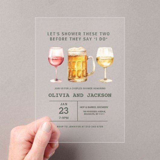 Bierwijnbrouwerij Waterverf Koppels Douche Acryl Uitnodigingen (Insitu (Draagbaar))