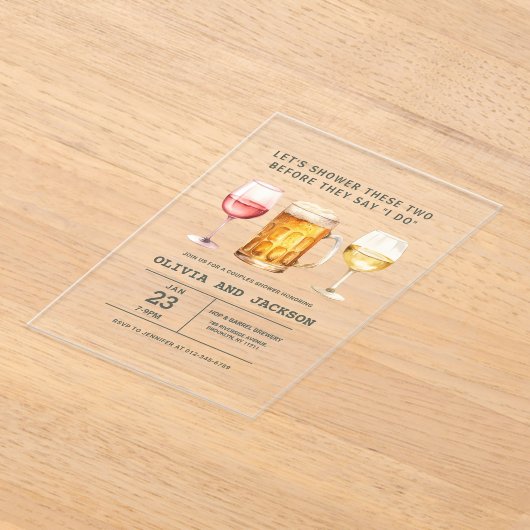 Bierwijnbrouwerij Waterverf Koppels Douche Acryl Uitnodigingen (Laagn)